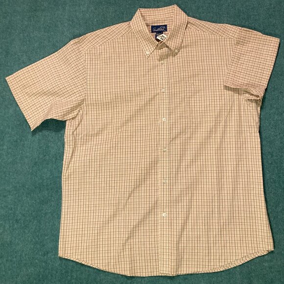 Arnold Palmer Mens L (16 1/2) Subtle Plaid Short Sleeve Shirt - Picture 4 of 7